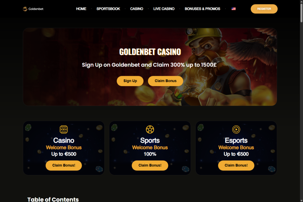 Play the best non-gamstop GoldenBet casino and win