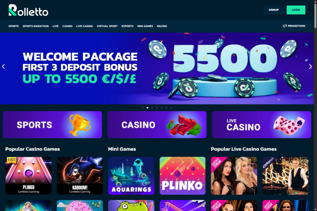 Play the best non-gamstop Rolletto casino and win