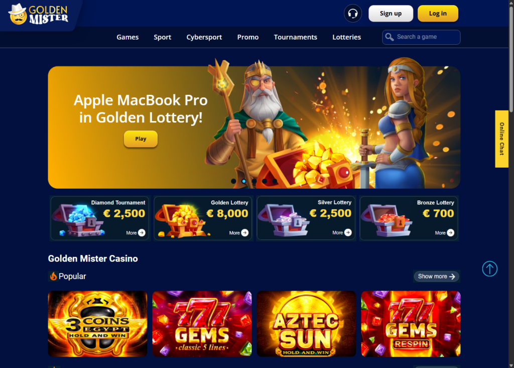Play the best non-gamstop Golden Mister casino and win